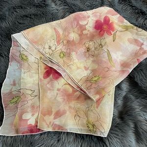 Pink Blush Floral Scarf w/ Gold thread